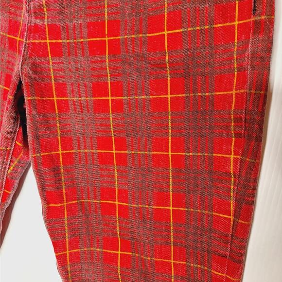 Hudson Jeans Bettie Taper Jeans High Rise Red Plaid Tartan 26 Punk Ska Grunge - Picture 5 of 11